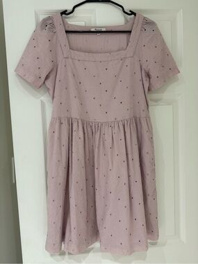Madewell Lavender Eyelet Square-Neck Mini Dress
